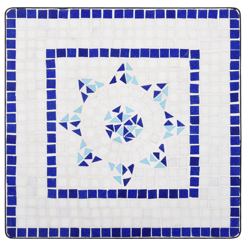 Mosaik-Bistrotisch Blau und Weiss 60 cm Keramik